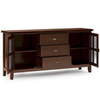 Madia/Credenza Contemporanea in Legno Massello da 60 Pollici, Marrone Rossiccio