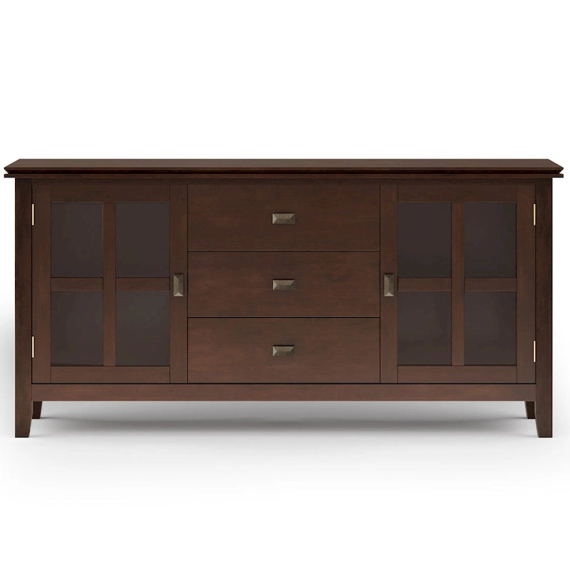 Madia/Credenza Contemporanea in Legno Massello da 60 Pollici, Marrone Rossiccio