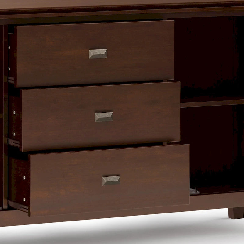 Madia/Credenza Contemporanea in Legno Massello da 60 Pollici, Marrone Rossiccio