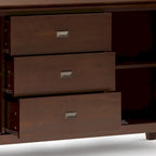 Madia/Credenza Contemporanea in Legno Massello da 60 Pollici, Marrone Rossiccio