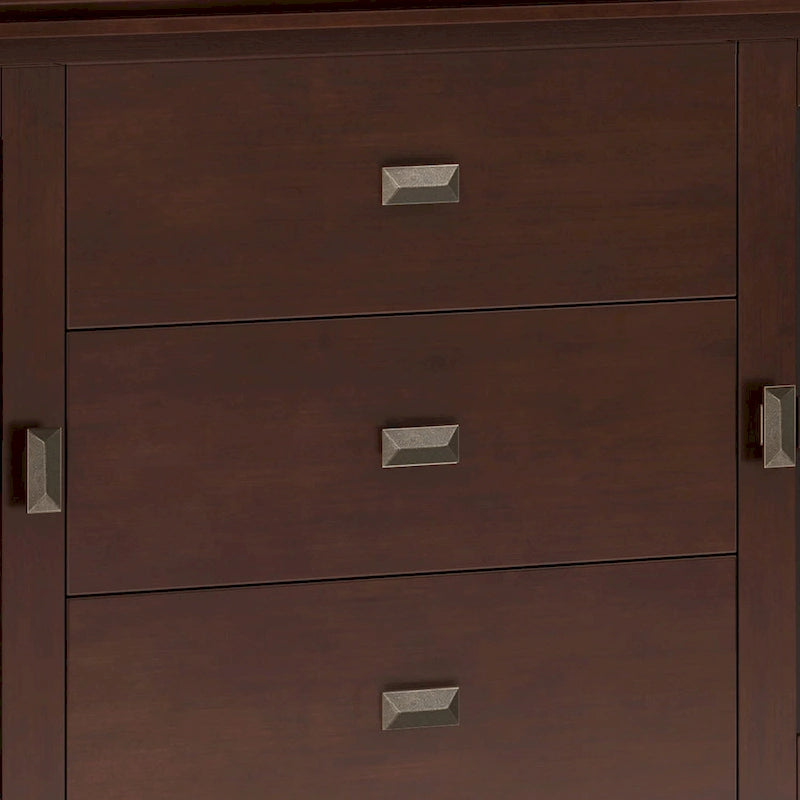 Madia/Credenza Contemporanea in Legno Massello da 60 Pollici, Marrone Rossiccio