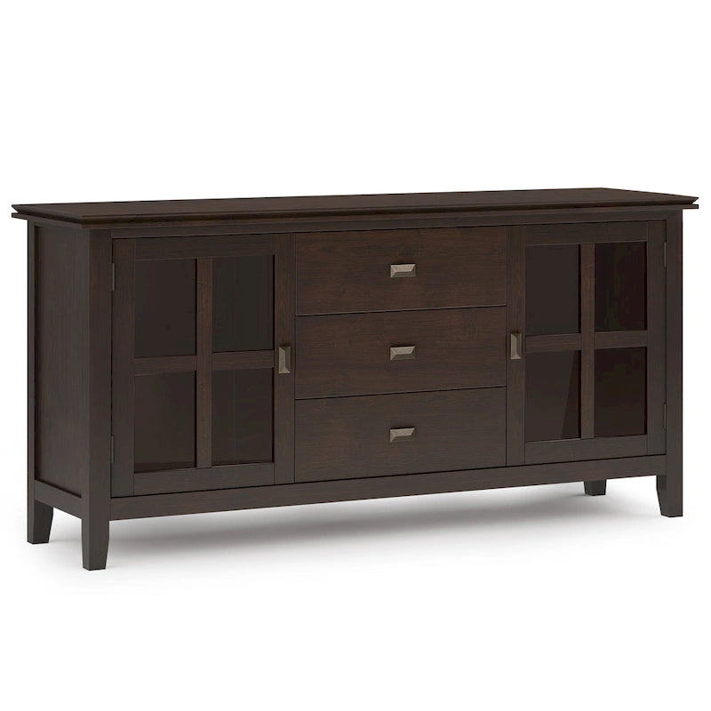 Madia/Credenza Contemporanea in Legno Massello da 60 Pollici, Marrone Rossiccio