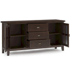 Madia/Credenza Contemporanea in Legno Massello da 60 Pollici, Marrone Rossiccio