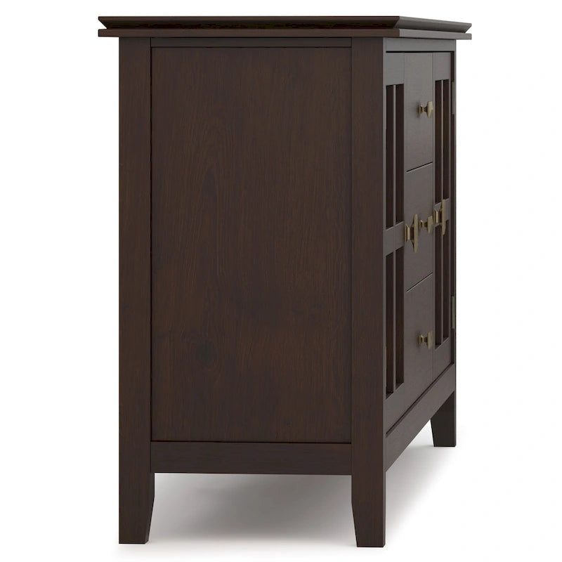 Madia/Credenza Contemporanea in Legno Massello da 60 Pollici, Marrone Rossiccio