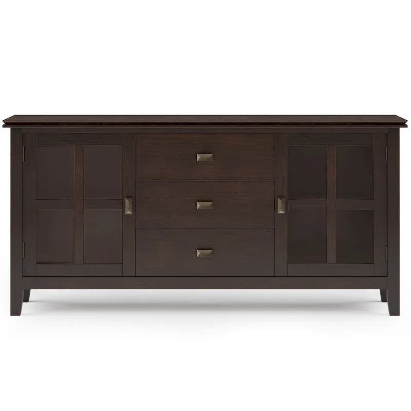 Madia/Credenza Contemporanea in Legno Massello da 60 Pollici, Marrone Rossiccio