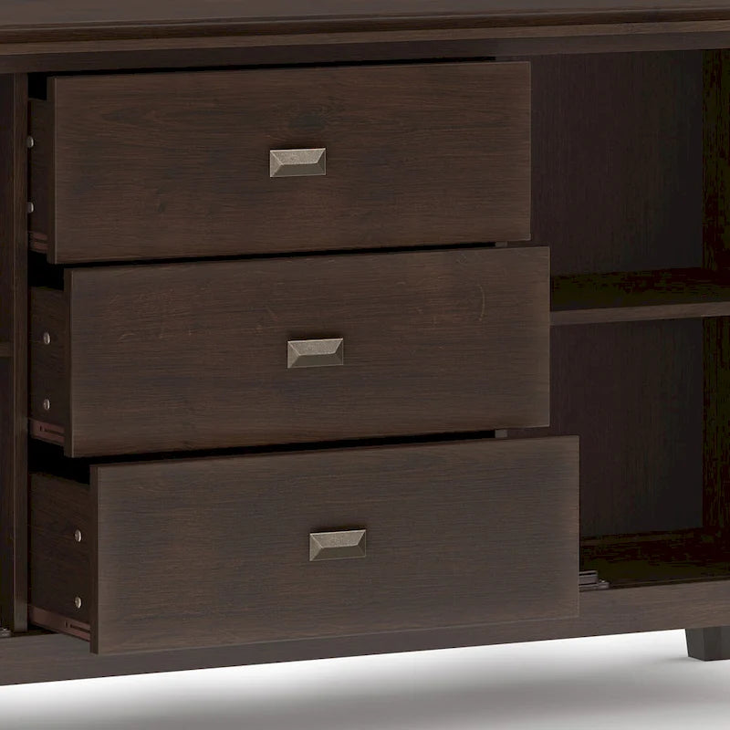 Madia/Credenza Contemporanea in Legno Massello da 60 Pollici, Marrone Rossiccio