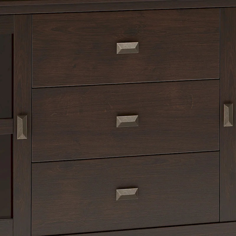 Madia/Credenza Contemporanea in Legno Massello da 60 Pollici, Marrone Rossiccio