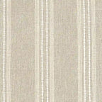 Sedia accento moderna con struttura in legno, tessuto bouclé crema e sedile a molle sinuose