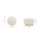 Poggiapiedi Pouf Tondo 38 cm a Forma di Fungo in Finto Sherpa, Tessuto Bouclé