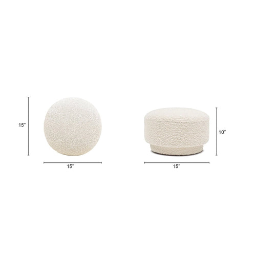 Poggiapiedi Pouf Tondo 38 cm a Forma di Fungo in Finto Sherpa, Tessuto Bouclé