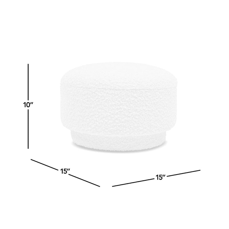 Poggiapiedi Pouf Tondo 38 cm a Forma di Fungo in Finto Sherpa, Tessuto Bouclé