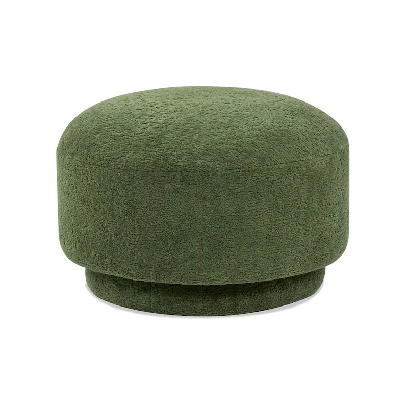 Poggiapiedi Pouf Tondo 38 cm a Forma di Fungo in Finto Sherpa, Tessuto Bouclé