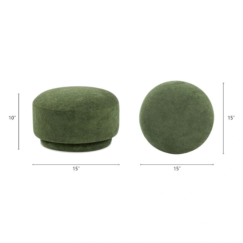 Poggiapiedi Pouf Tondo 38 cm a Forma di Fungo in Finto Sherpa, Tessuto Bouclé