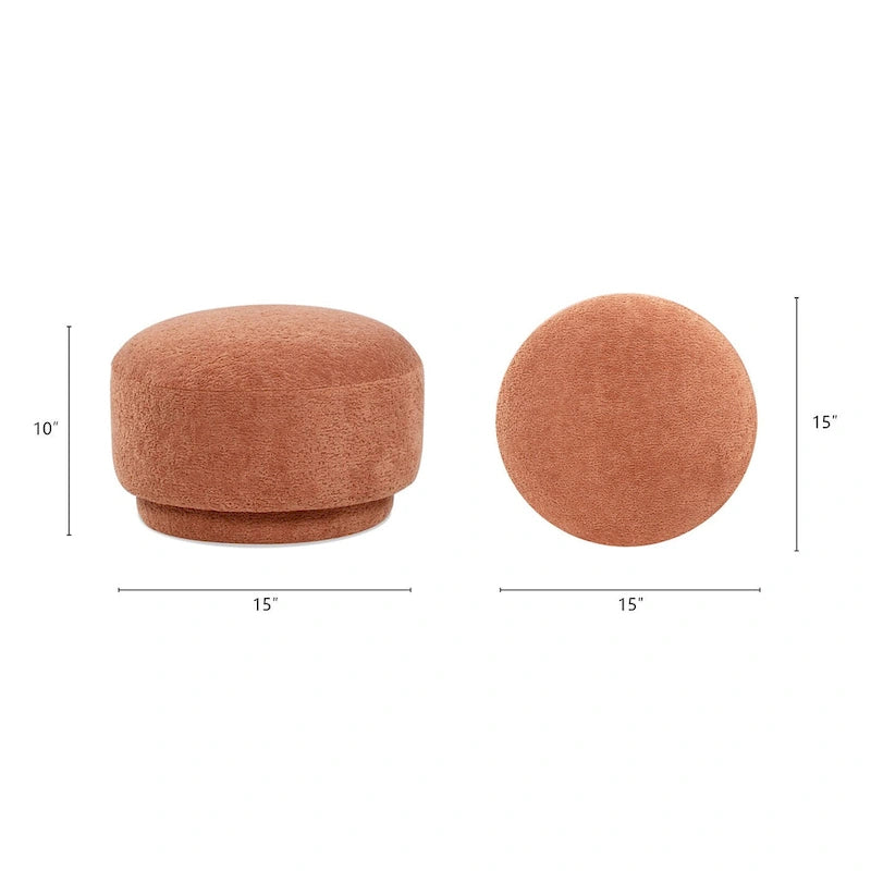 Poggiapiedi Pouf Tondo 38 cm a Forma di Fungo in Finto Sherpa, Tessuto Bouclé