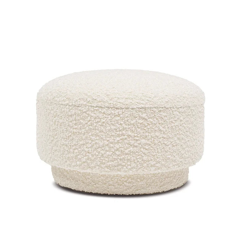 Poggiapiedi Pouf Tondo 38 cm a Forma di Fungo in Finto Sherpa, Tessuto Bouclé