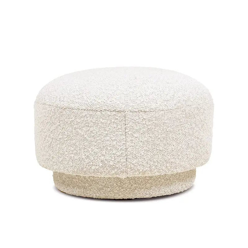 Poggiapiedi Pouf Tondo 38 cm a Forma di Fungo in Finto Sherpa, Tessuto Bouclé