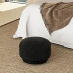Poggiapiedi Pouf Tondo 38 cm a Forma di Fungo in Finto Sherpa, Tessuto Bouclé