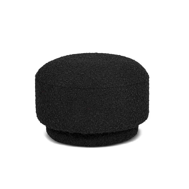 Poggiapiedi Pouf Tondo 38 cm a Forma di Fungo in Finto Sherpa, Tessuto Bouclé