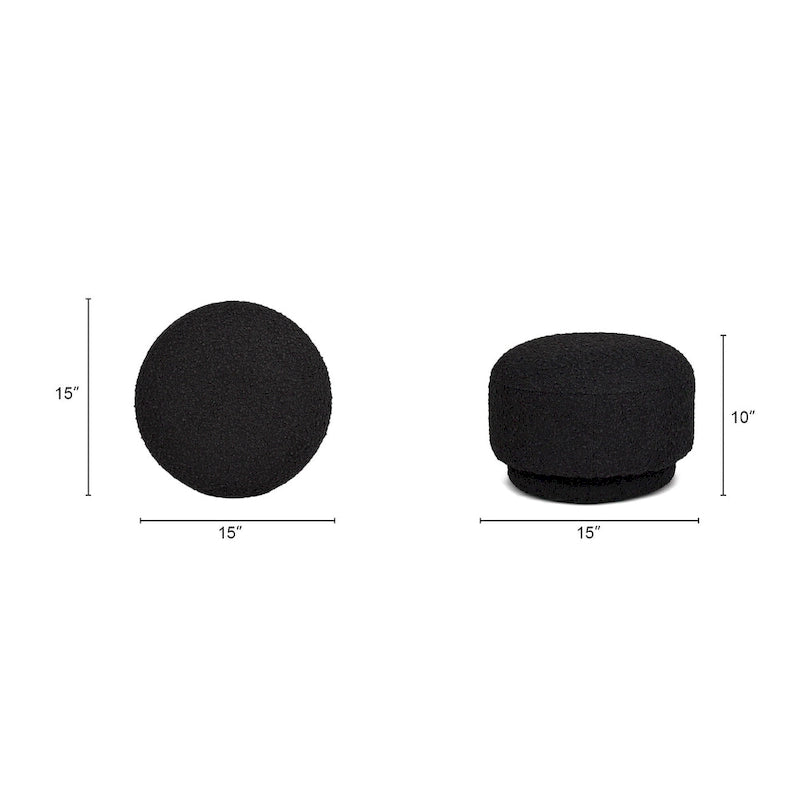 Poggiapiedi Pouf Tondo 38 cm a Forma di Fungo in Finto Sherpa, Tessuto Bouclé