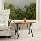 Tavolino da caffè in legno massello Live Edge con piano a lastra naturale