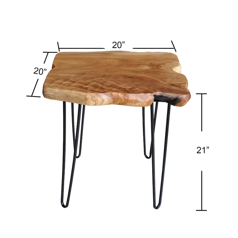 Tavolino da caffè in legno massello Live Edge con piano a lastra naturale