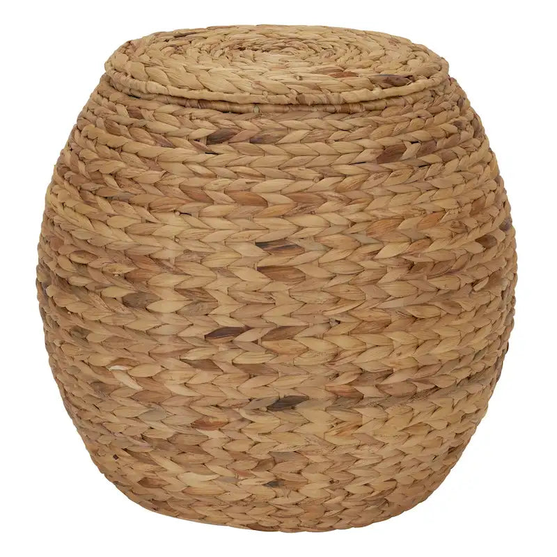 Tavolino Cesto Contenitore in Vimini Intrecciato a Mano a Forma di Barile, 43 cm (L) x 43 cm (P) x 48 cm (A)