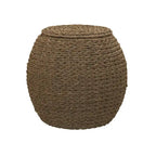Tavolino Cesto Contenitore in Vimini Intrecciato a Mano a Forma di Barile, 43 cm (L) x 43 cm (P) x 48 cm (A)