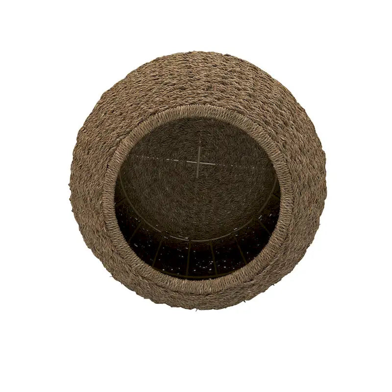 Tavolino Cesto Contenitore in Vimini Intrecciato a Mano a Forma di Barile, 43 cm (L) x 43 cm (P) x 48 cm (A)