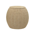 Tavolino Cesto Contenitore in Vimini Intrecciato a Mano a Forma di Barile, 43 cm (L) x 43 cm (P) x 48 cm (A)