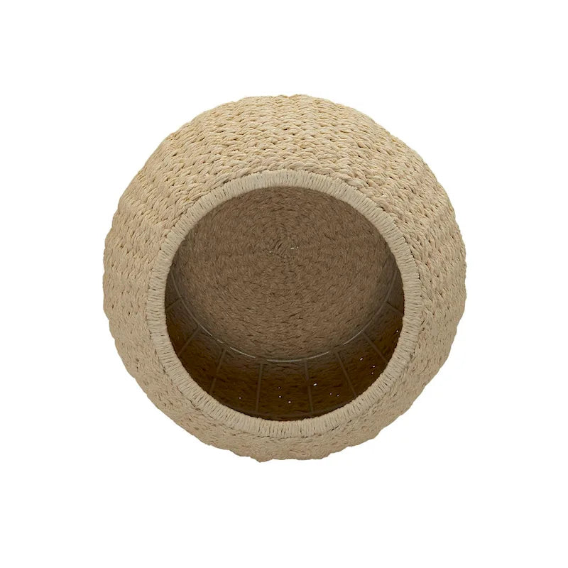 Tavolino Cesto Contenitore in Vimini Intrecciato a Mano a Forma di Barile, 43 cm (L) x 43 cm (P) x 48 cm (A)