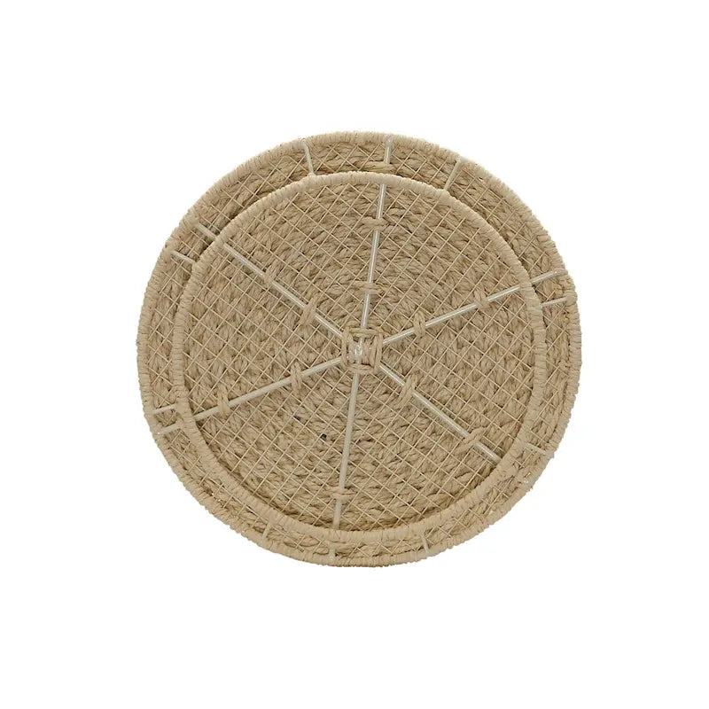 Tavolino Cesto Contenitore in Vimini Intrecciato a Mano a Forma di Barile, 43 cm (L) x 43 cm (P) x 48 cm (A)