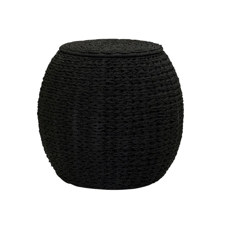 Tavolino Cesto Contenitore in Vimini Intrecciato a Mano a Forma di Barile, 43 cm (L) x 43 cm (P) x 48 cm (A)