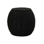 Tavolino Cesto Contenitore in Vimini Intrecciato a Mano a Forma di Barile, 43 cm (L) x 43 cm (P) x 48 cm (A)