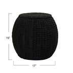 Tavolino Cesto Contenitore in Vimini Intrecciato a Mano a Forma di Barile, 43 cm (L) x 43 cm (P) x 48 cm (A)