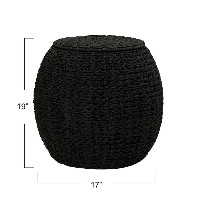 Tavolino Cesto Contenitore in Vimini Intrecciato a Mano a Forma di Barile, 43 cm (L) x 43 cm (P) x 48 cm (A)