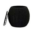 Tavolino Cesto Contenitore in Vimini Intrecciato a Mano a Forma di Barile, 43 cm (L) x 43 cm (P) x 48 cm (A)