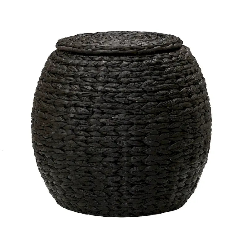 Tavolino Cesto Contenitore in Vimini Intrecciato a Mano a Forma di Barile, 43 cm (L) x 43 cm (P) x 48 cm (A)