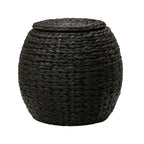 Tavolino Cesto Contenitore in Vimini Intrecciato a Mano a Forma di Barile, 43 cm (L) x 43 cm (P) x 48 cm (A)