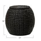 Tavolino Cesto Contenitore in Vimini Intrecciato a Mano a Forma di Barile, 43 cm (L) x 43 cm (P) x 48 cm (A)