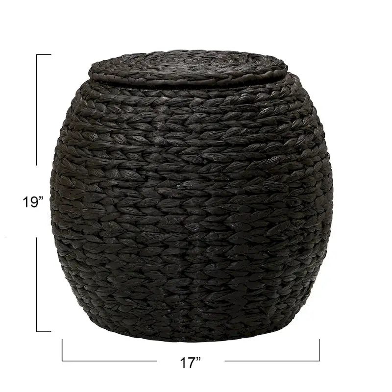 Tavolino Cesto Contenitore in Vimini Intrecciato a Mano a Forma di Barile, 43 cm (L) x 43 cm (P) x 48 cm (A)