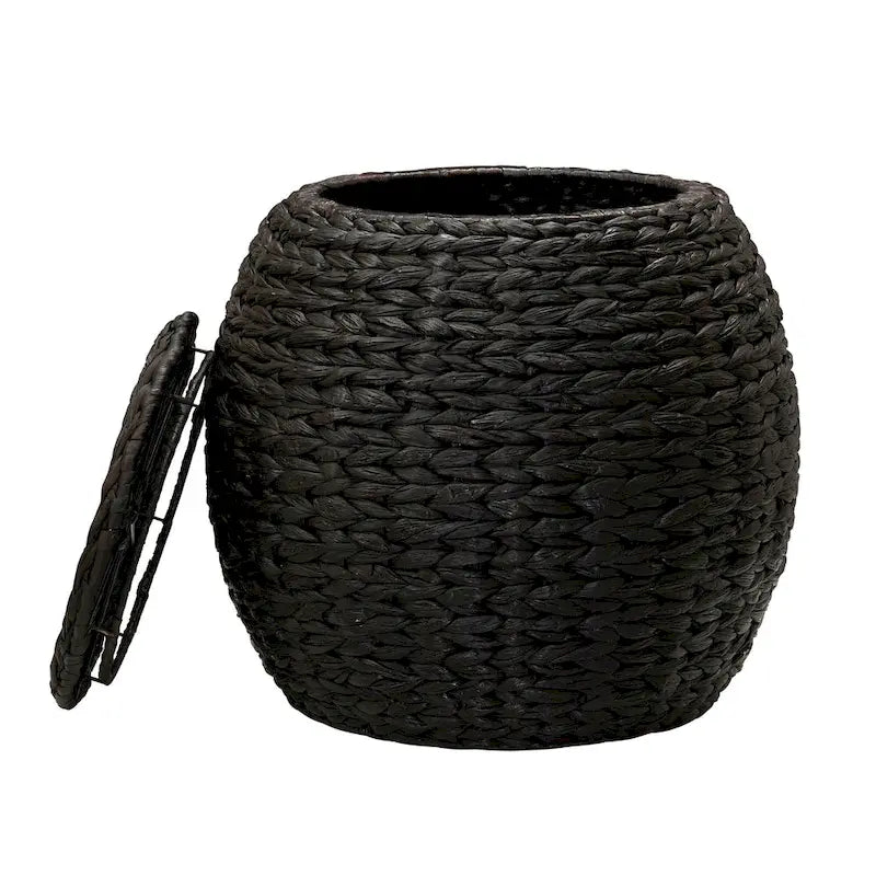 Tavolino Cesto Contenitore in Vimini Intrecciato a Mano a Forma di Barile, 43 cm (L) x 43 cm (P) x 48 cm (A)