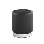 Pouf girevole in similpelle con piano rotondo trapuntato e base in acciaio