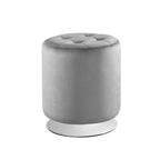 Pouf girevole in similpelle con piano rotondo trapuntato e base in acciaio