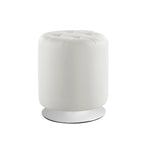 Pouf girevole in similpelle con piano rotondo trapuntato e base in acciaio