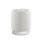 Pouf girevole in similpelle con piano rotondo trapuntato e base in acciaio