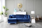 Pompano Velvet Button Tufted Sofa with Chaise