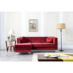 Divano in velluto trapuntato con chaise longue per salotto moderno