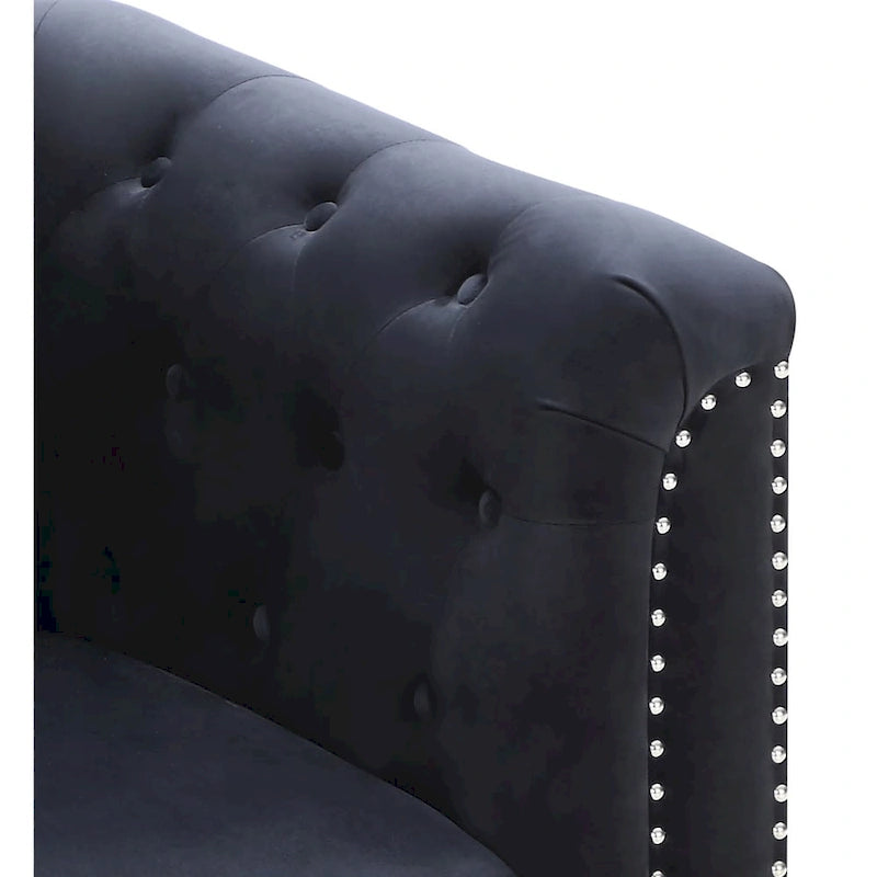 Divano in velluto trapuntato con chaise longue per salotto moderno