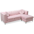 Divano in velluto trapuntato con chaise longue per salotto moderno