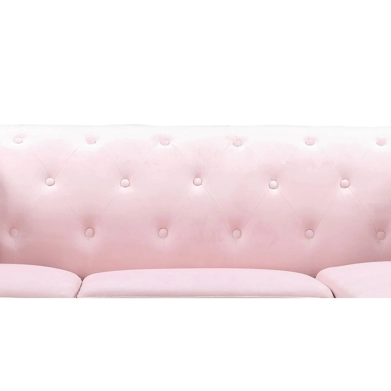 Divano in velluto trapuntato con chaise longue per salotto moderno